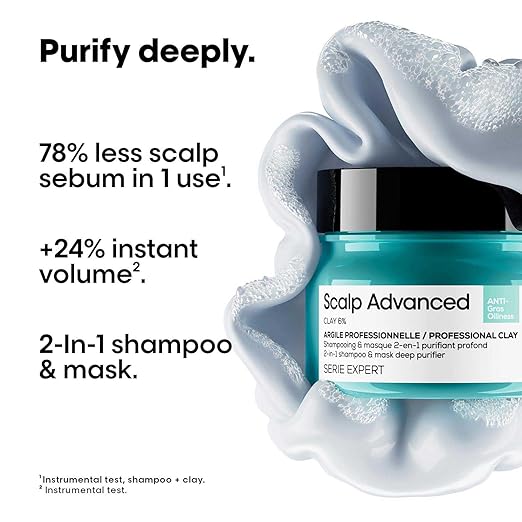 L’Oréal Professionnel Scalp Advanced Anti-Oiliness 2-In-1 Deep Purifier Clay 250gms - Image 3