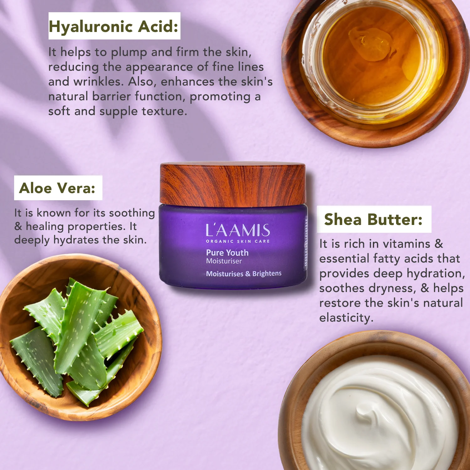 L'AAMIS Pure Youth Moisturiser for Women & Men | Suitable for All Skin Type | 50gm - Image 3