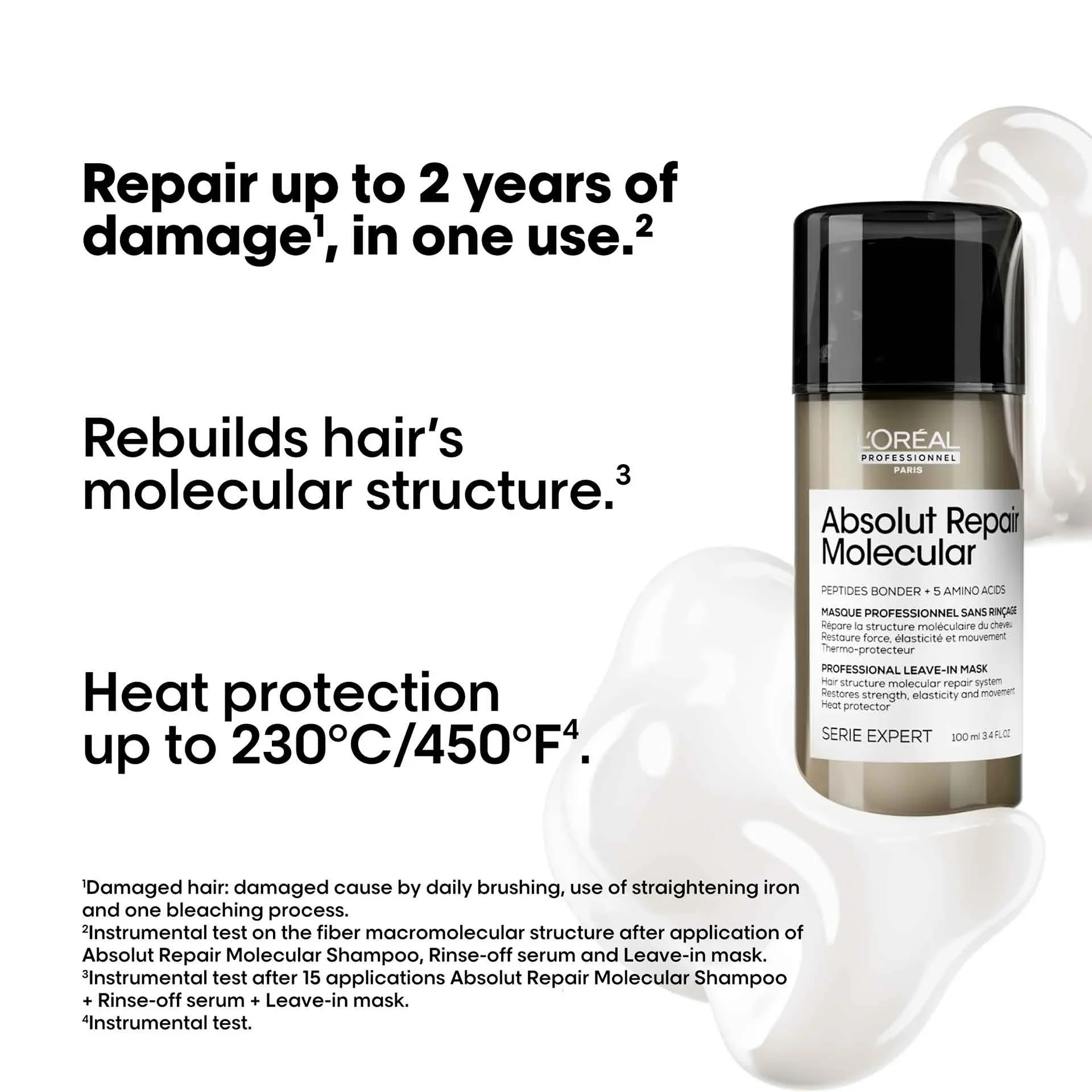 LOreal Professionnel Absolut Molecular Deep Repairing Leave-In Masque For Damaged Hair (100 ml) - Image 4