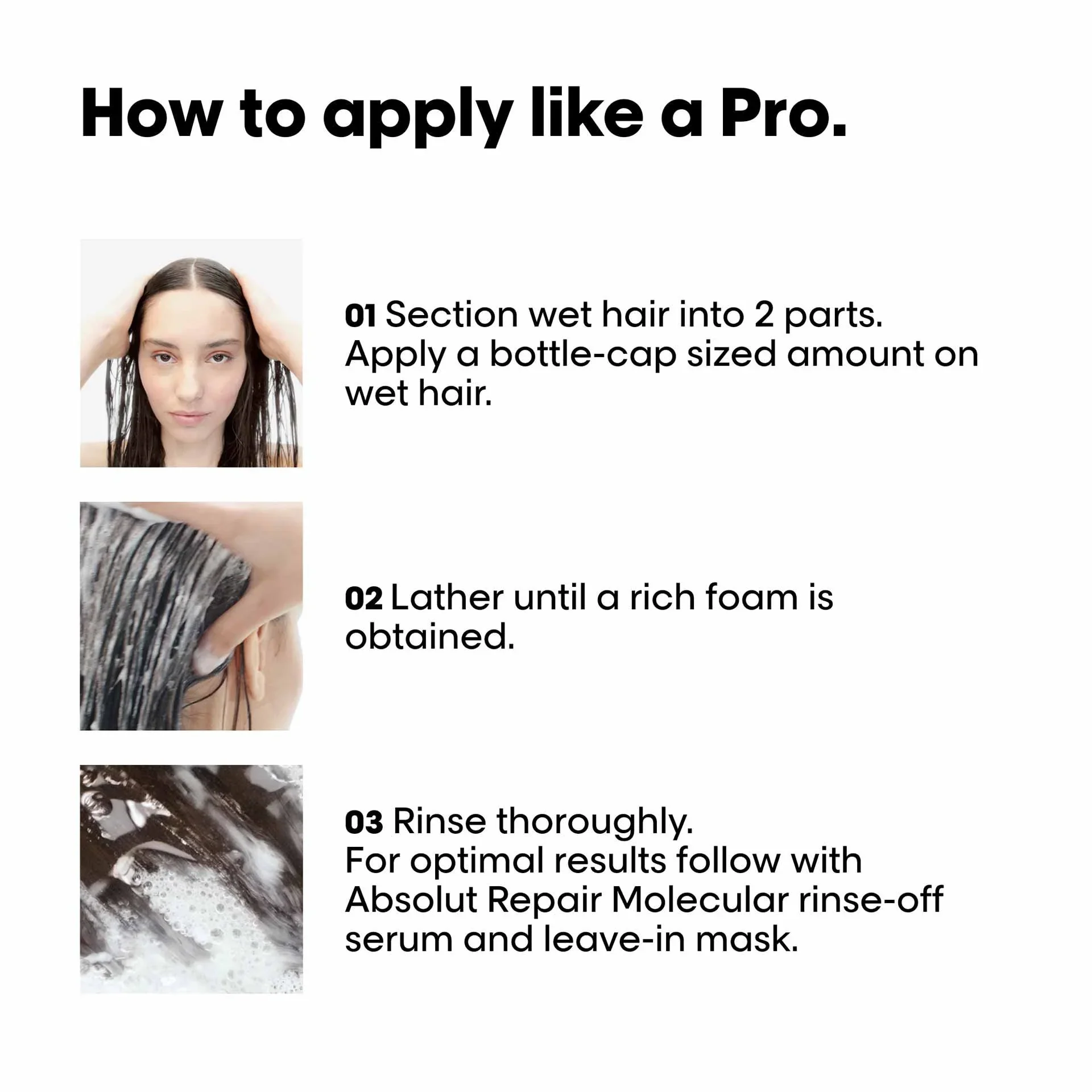 L'Oreal Professionnel Absolut Repair Molecular Sulfate-Free Deep Repair Shampoo-VeryDamagedHair(300ml) - Image 6